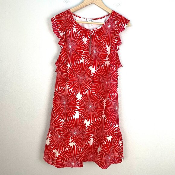 J Crew Womens Small Floral Print Flutter Dress Keyhole Front Sleeveless - Picture 1 of 10